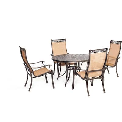 Somerset 5-Piece Aluminum Round Outdoor Dining Set with Cast-Top Table