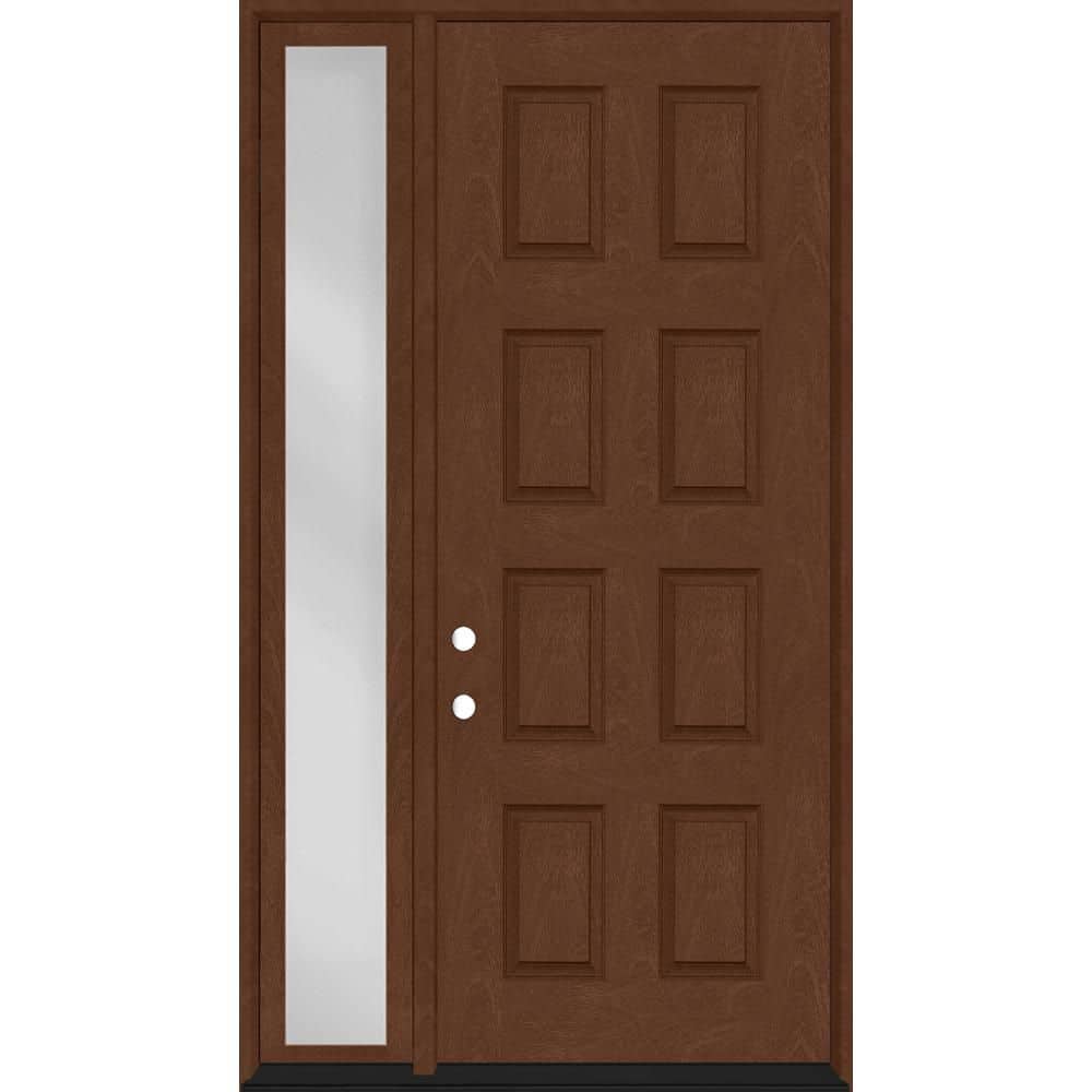Regency 51 in. x 96 in. 8-Panel RHIS Chestnut Stain Mahogany Fiberglass Prehung Front Door w/12in.Sidelite price history on PriceWatchPro