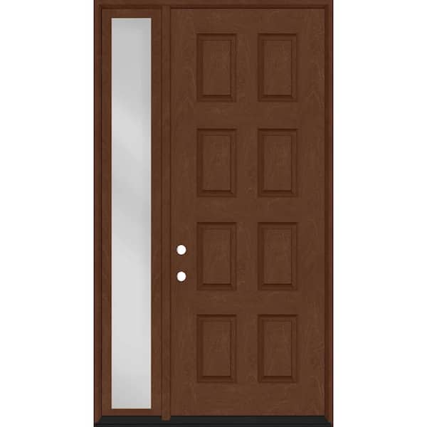 Steves & Sons Regency 53 in. x 96 in. 8-Panel RHIS Chestnut Stain Mahogany Fiberglass Prehung Front Door w/14in.Sidelite