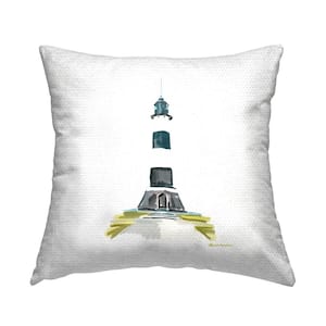 Minimal Lighthouse Beacon White Square Outdoor Throw Pillow