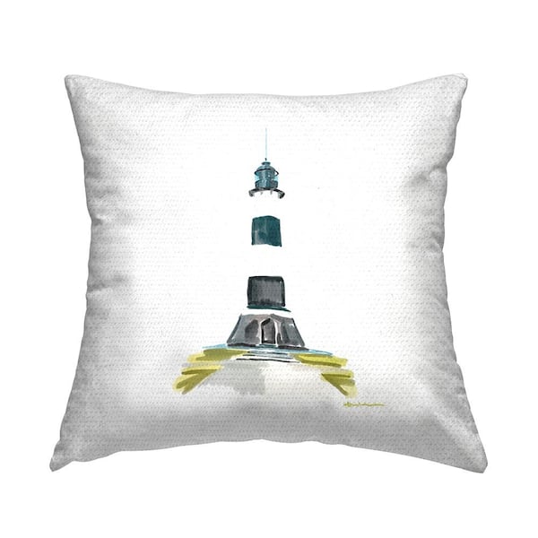 Stupell Industries Minimal Lighthouse Beacon White Square Outdoor Throw Pillow