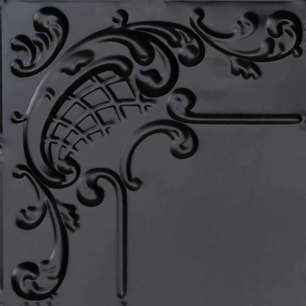 Take Home Sample - Baby's Breath Satin Black 1 ft. x 1 ft. Decorative Tin Style Nail Up Ceiling Tile (1 sq. ft./case) price history on PriceWatchPro