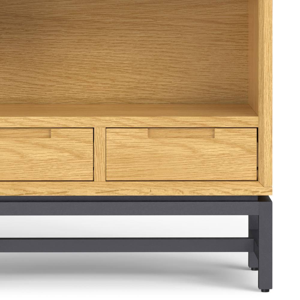 Banting Oak Wood and Metal Adjustable Bookcase with Drawers
