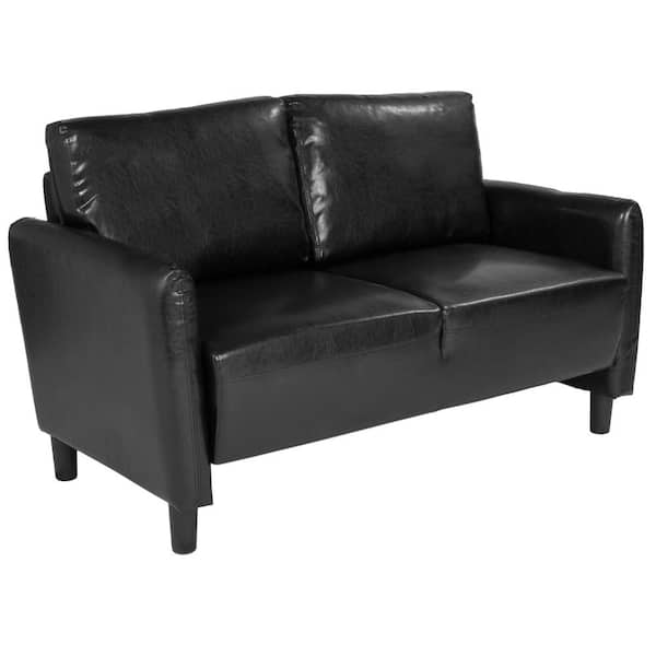 Carnegy Avenue 57.5 in. Brown Faux Leather 2-Seater Loveseat with Square Arms