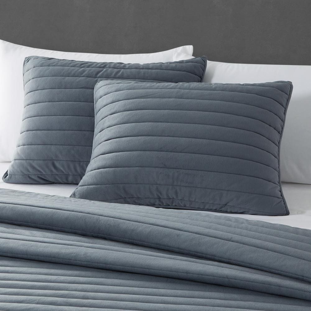 Organic Cotton Steel Blue Full Quilt Set