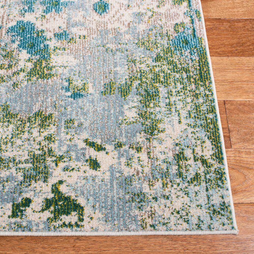 Monaco Green and Turquoise Abstract 9' x 12' Synthetic Area Rug