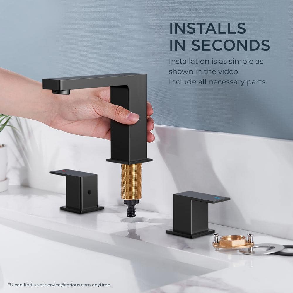 Matte Black Stainless Steel Double Handle Bathroom Faucet