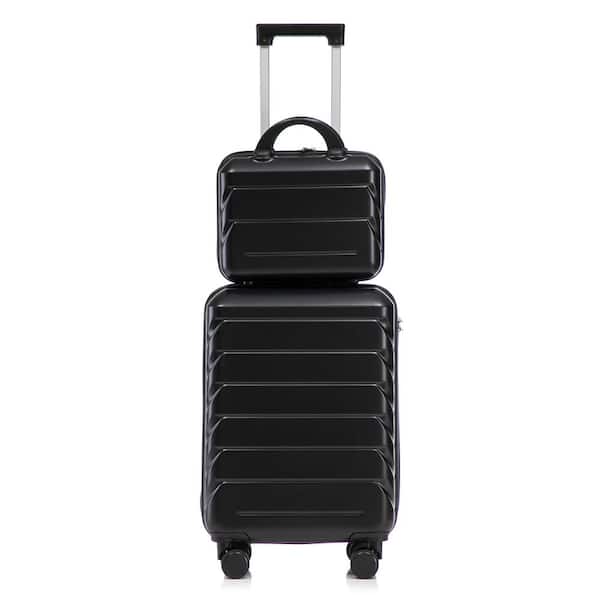 2-Pieces Black ABS Plastic Luggage Set with Combination Lock