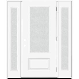 Legacy 68 in. W. x 80 in. 3/4 Lite Rain Glass LHOS Primed Unfinished Fiberglass Prehung Front Door with Db. 14 in. SL