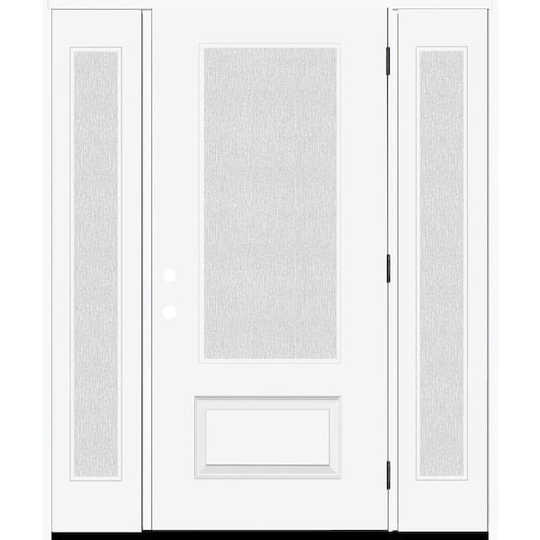 Steves & Sons Legacy 68 in. W. x 80 in. 3/4 Lite Rain Glass LHOS Primed Unfinished Fiberglass Prehung Front Door with Db. 14 in. SL