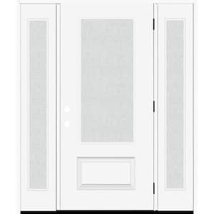Legacy 68 in. W. x 80 in. 3/4 Lite Rain Glass LHOS Primed White Finish Fiberglass Prehung Front Door with Db. 14in.SL