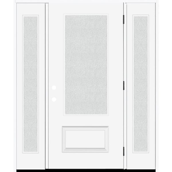 Steves & Sons Legacy 68 in. W. x 80 in. 3/4 Lite Rain Glass LHOS Primed White Finish Fiberglass Prehung Front Door with Db. 14in.SL