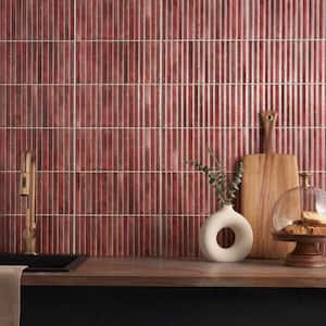 Mawr Red 5.9 in. x 0.31 in. Polished Fluted Ceramic Wall Tile Sample