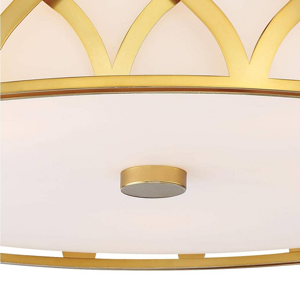 Liberty Gold Etched Glass 20" LED Drum Flush Mount