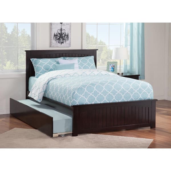 AFI Nantucket Espresso Full Platform Bed with Matching Foot Board and Twin Size Urban Trundle Bed