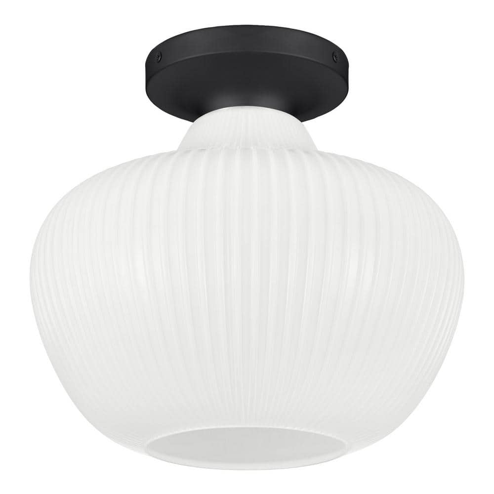 Home Decorators Collection Pompton 12 In 1 Light Matte Black Semi Flush Mount Ceiling Light