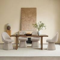 Spruce & Spring Cora Khaki Fabric Upholstered Swivel Dining Chair with Wood Frame for Diningroom Livingroom （Set of 4) 4-SSDC7Y050-G0402110