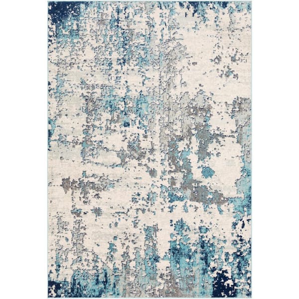 Artistic Weavers Yamikani Aqua 6 ft. 7 in. x 9 ft. Distressed Abstract Area Rug
