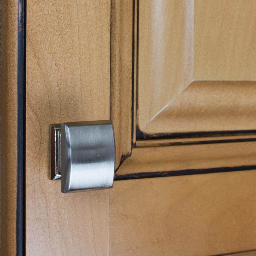 Brushed Nickel Square Cabinet Knob Set with Mounting Hardware