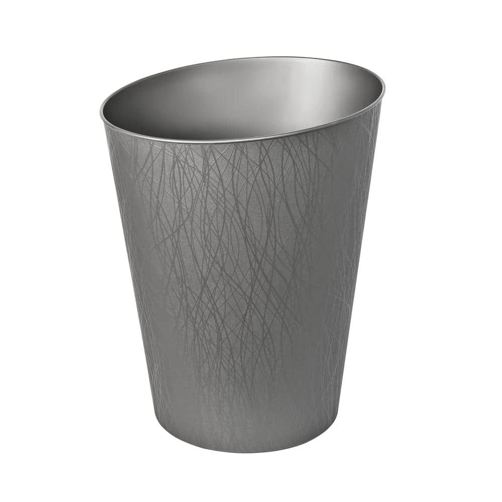 Silver Plastic Oval Decorative Waste Basket - 2.3 Gallons