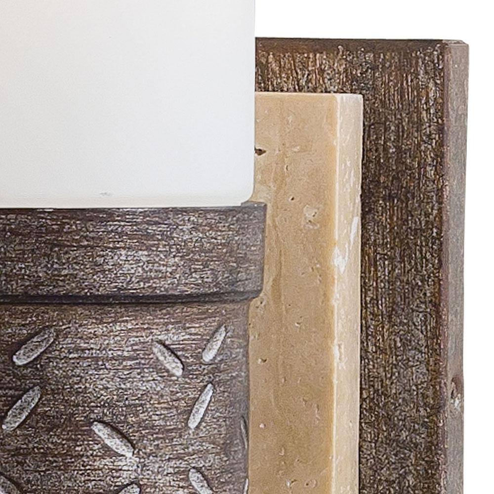 Aged Patina Iron and Opal Glass Cylinder Sconce