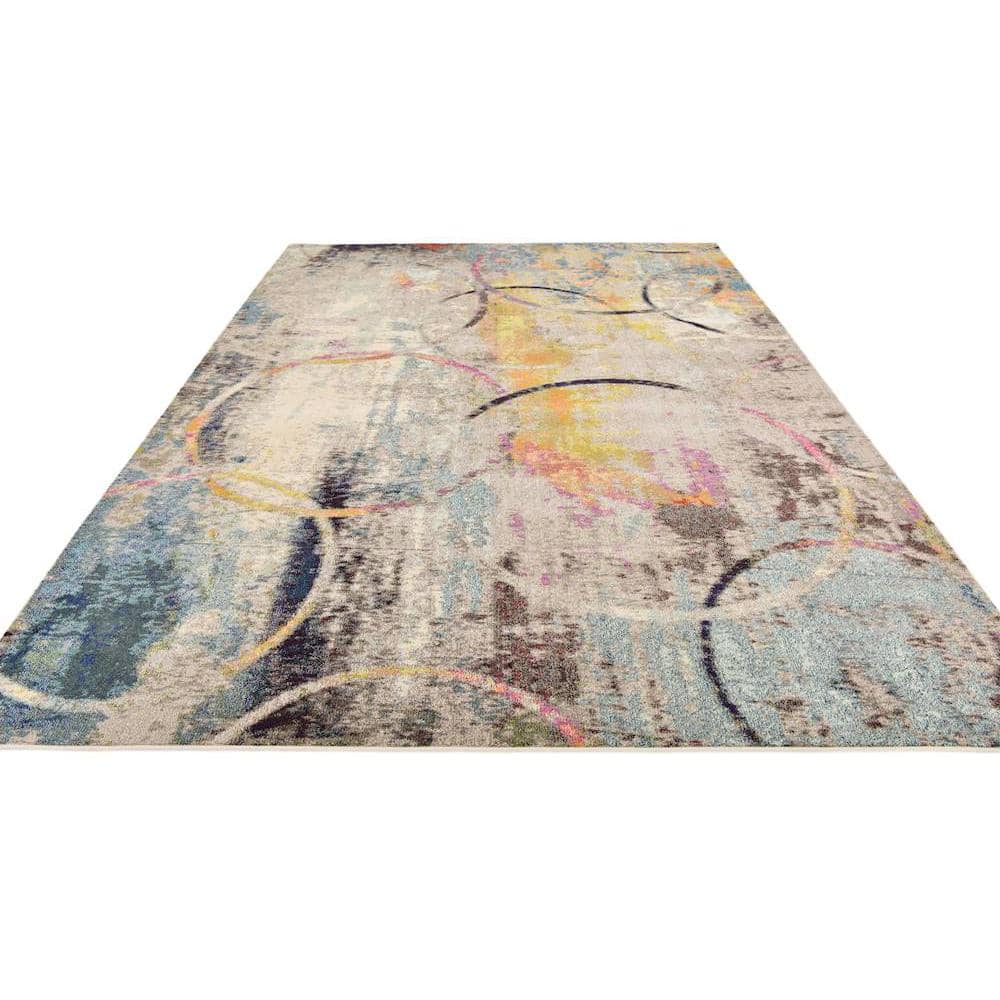 Colorful Abstract 9' x 12' Synthetic Indoor Area Rug