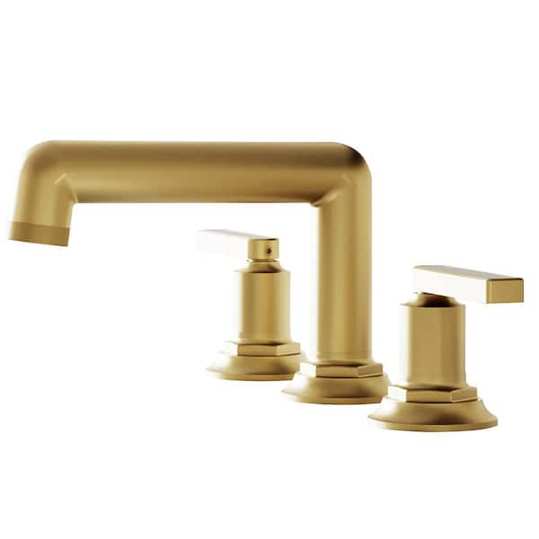 Unbranded 8 in. Widespread 2-Handle Bathroom Faucet with Drain Assembly in Brushed Gold