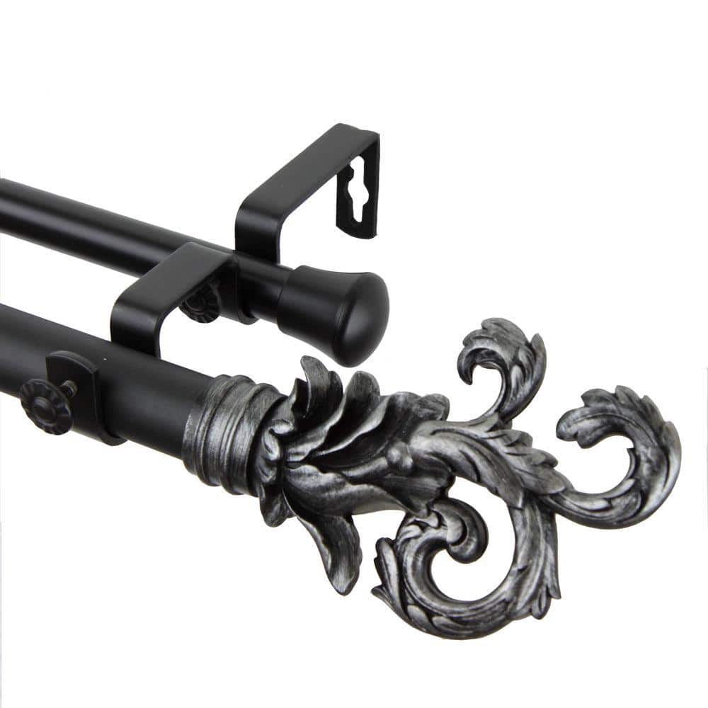 120 in. - 170 in. 1 in. Plume Double Curtain Rod Set in Black price history on PriceWatchPro