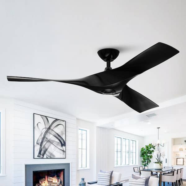 matrix decor 52 in. Indoor Black Ceiling Fan with Light, Remote, and DC Motor Included, 6-speeds for Bedroom or Living Room