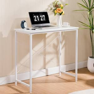 Gaming Desk 32 in. W Computer Desk White Office Desk with Metal Legs Modern Writing Table