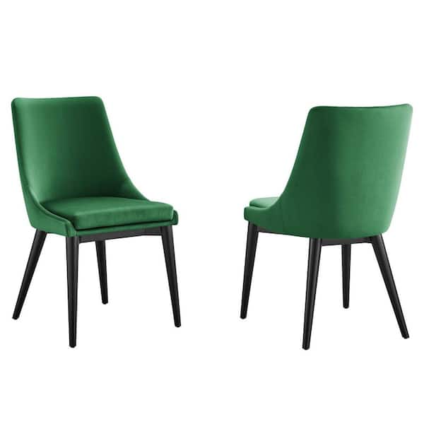 MODWAY Viscount Accent Performance Velvet Dining Chairs - Set of 2 in Emerald