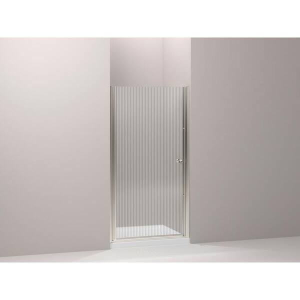 KOHLER Fluence 30-1/4 in. x 65-1/2 in. Frameless Pivot Shower Door in Matte Nickel with Handle