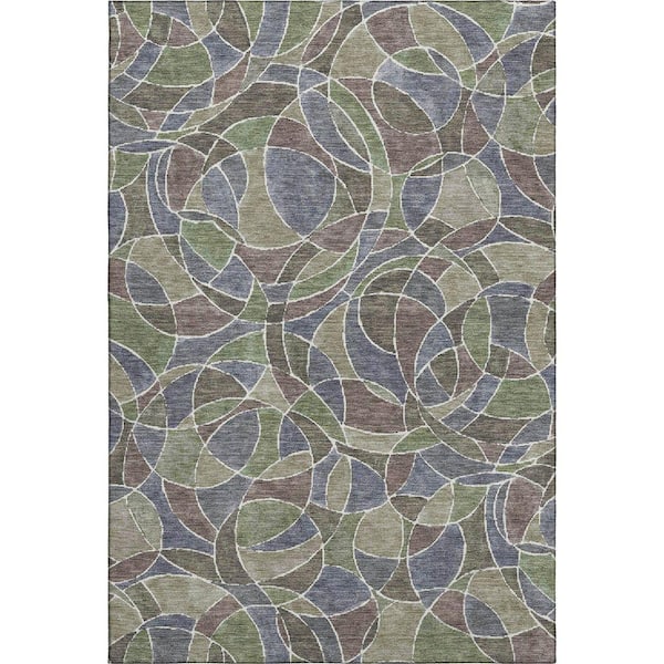Mayfield Premium Machine Washable Abstract AMF2208 Green 10 ft. x 14 ft. Area Rug