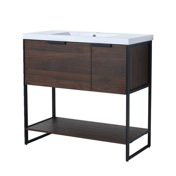 Unbranded 18.1 in. W x 35.4 in. D x 34.3 in. H Bath Vanity Cabinet in White with Top