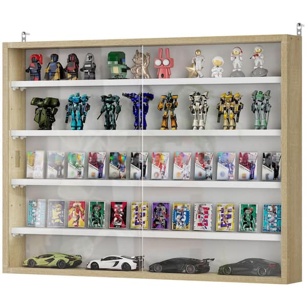 Oak 5-Tier 4 in. W x 24 in. H Wall-Mounted Display Cabinet Decor
