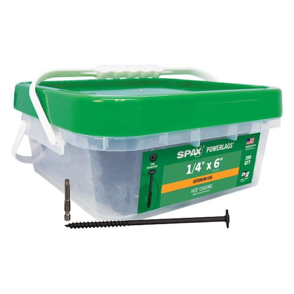 1/4 in. x 6 in. Exterior Powerlags Washer Head Torx T-Star Structural Wood Lag Screws (200-Piece) Bulk Mini Bit Included