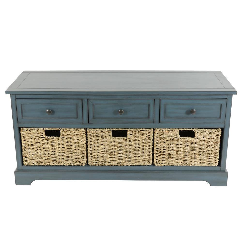 Decor Therapy Montgomery Antique Navy Storage Bench FR8664 The Home Depot