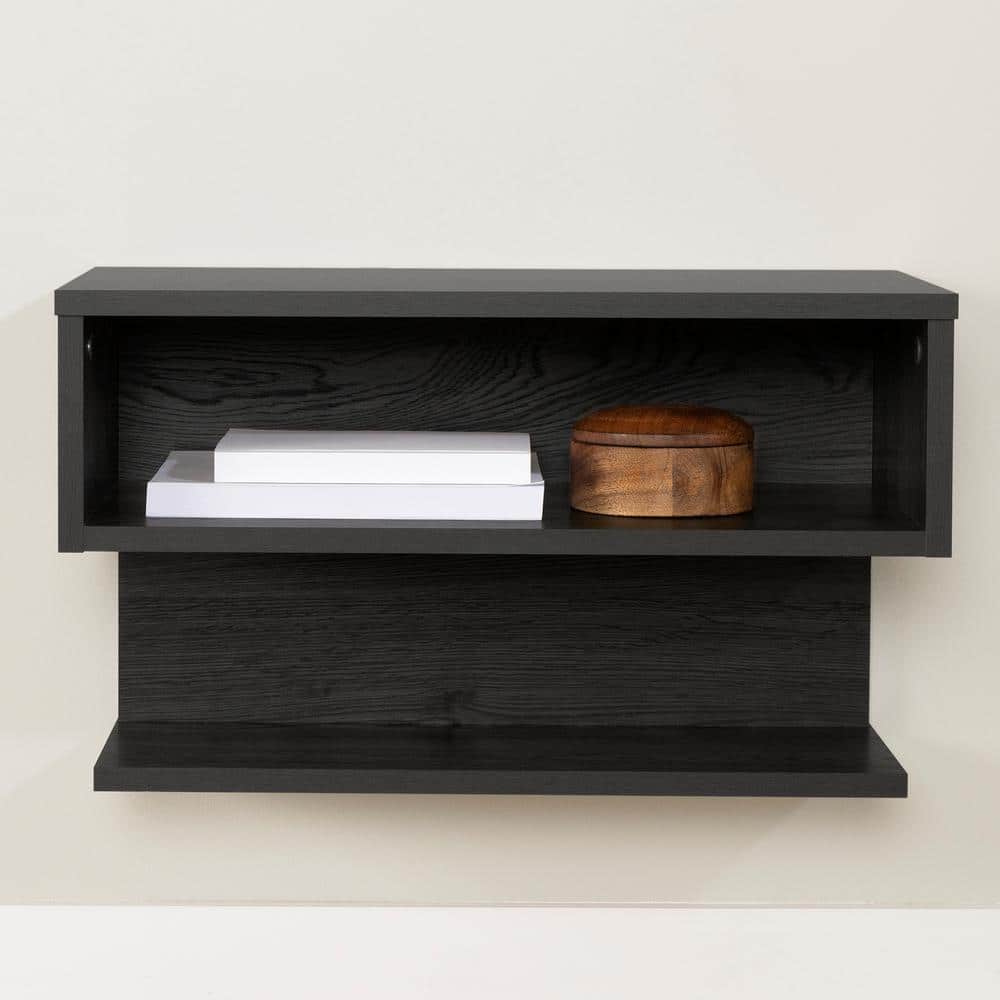 Contemporary Sleek Gray Oak Floating Nightstand