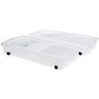 Rubbermaid 68 Qt Under the Bed Wheeled Storage Container w/ Lid, Clear 2  Pack