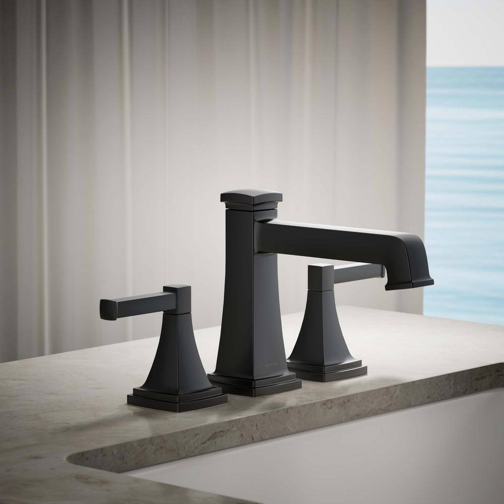 Matte Black Deck Mount Bath Faucet Trim Kit with Diverter Spout