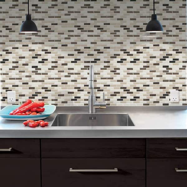 Smart Tiles 9 10 In X 10 20 In Mosaic Peel And Stick Decorative Wall Tile Backsplash In Murano Dune Sm1035 1 The Home Depot