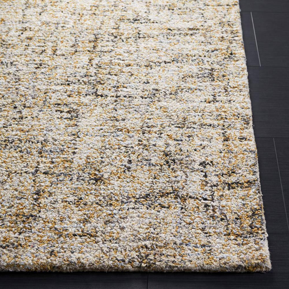 Beige and Gold Abstract Tufted Wool 8' x 10' Area Rug