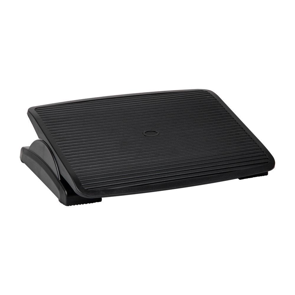 Black Adjustable Height Ergonomic Plastic Footrest