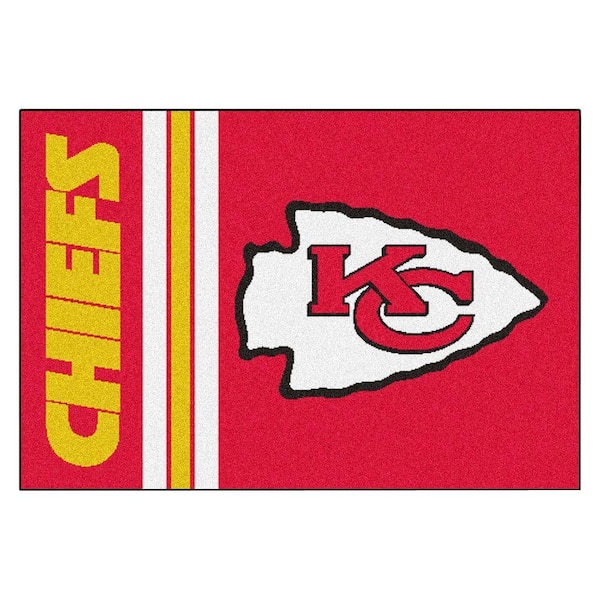 27 Red and White NFL Kansas City Chiefs X-Fit Round Mat