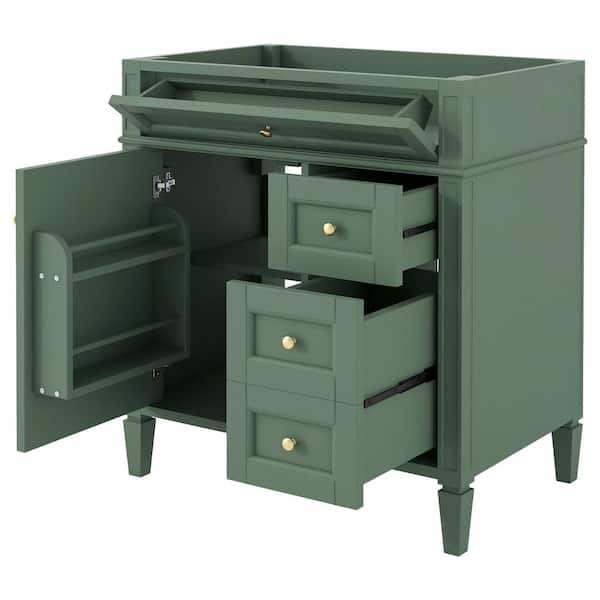 Nestfair 29.3 in. W x 17.87 in. D x 33 in. H Bath Vanity Cabinet without Top in Green with a Tip-out Drawer and 2 Drawers