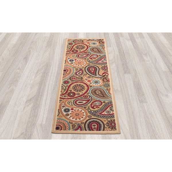 Ottomanson Machine Washable Non-Slip Rubberback Paisley Kitchen Runner Rug  & Reviews