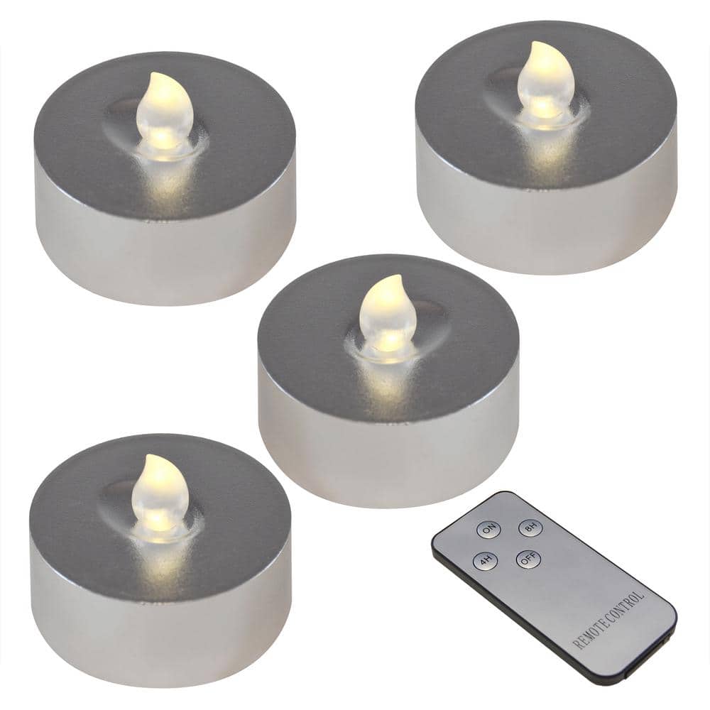 LUMABASE Silver Battery Operated Extra Large Tea Lights with