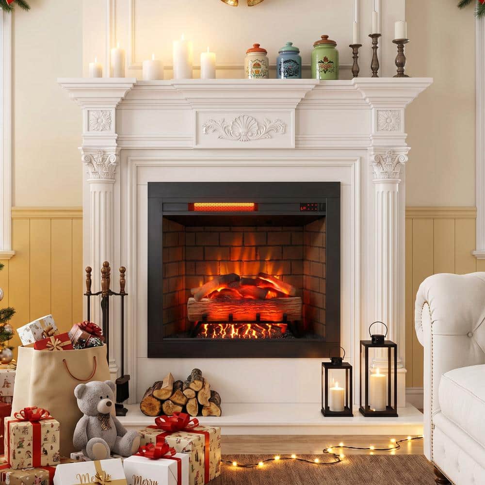 Antique Black 33 in. Recessed Electric Fireplace Insert with Removable Trim Kit, Remote and Crackling Sound price history on PriceWatchPro