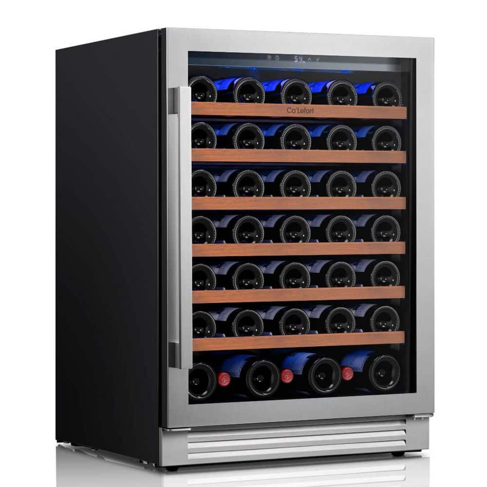 24 in. Single Zone 61-Bottle Wine Cooler Frost-Free, Freestanding/Built-In, Dual-Layer Tempered Glass in Stainless Steel price history on PriceWatchPro