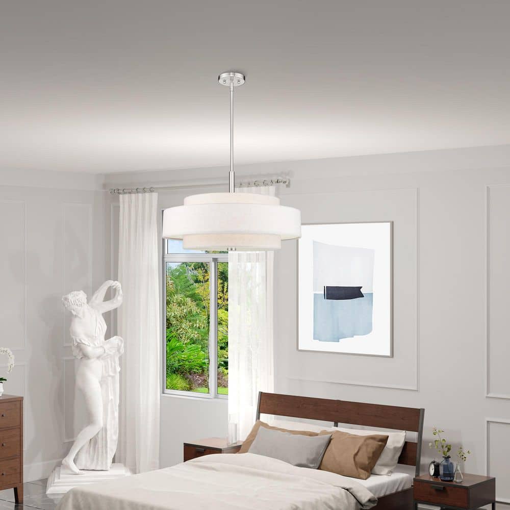 Meridian Brushed Nickel 5-Light Indoor/Outdoor Drum Pendant